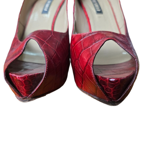 Le Silla red platform snakeskin pumps heels size 9 - Picture 5 of 8